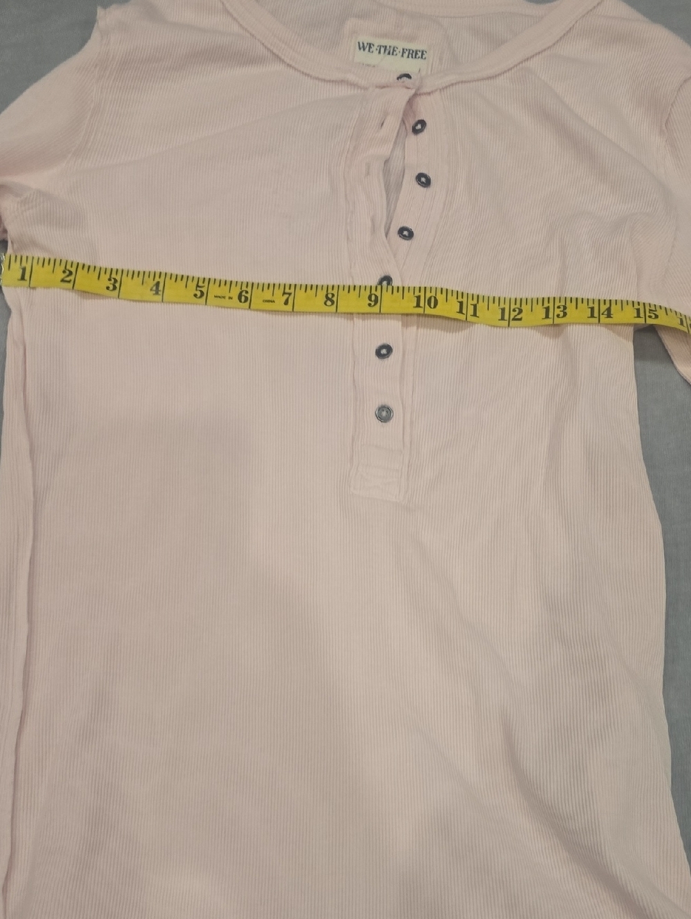We The Free Pale Pink Ribbed Long Sleeve Henley